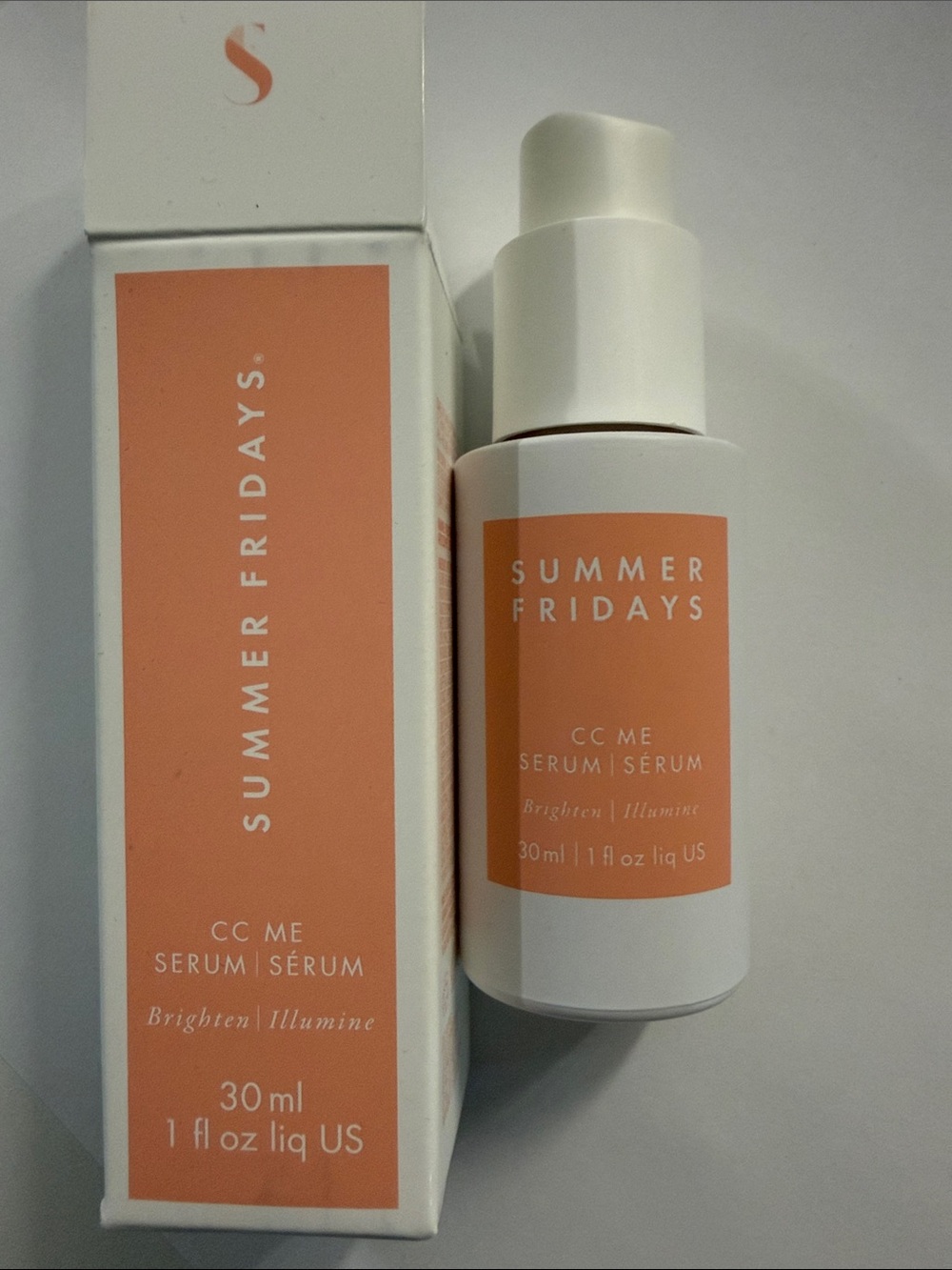 Summer Fridays White Pump Bottle with Coral Text